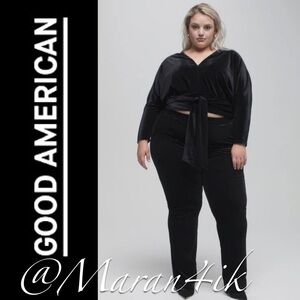 NWT Good American High Waist Striped Velour Pants Straight Leg size 7 / 4XL